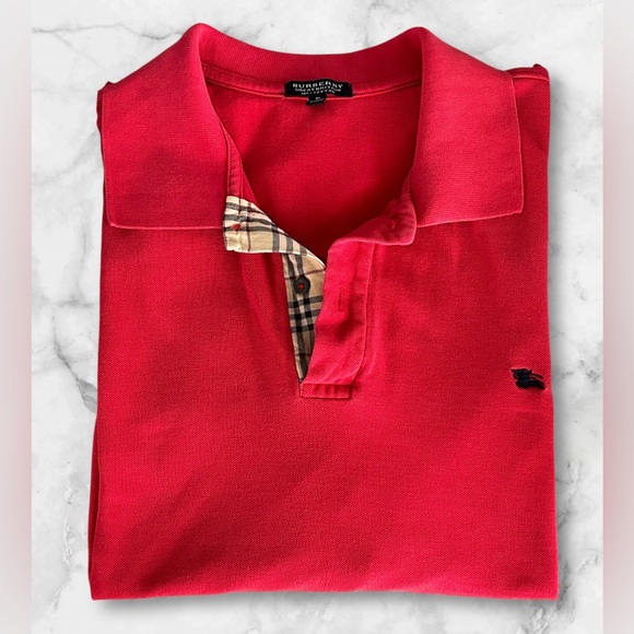Burberry Other - Men’s Burberry Red Cotton Pique’ Polo Shirt Classic Vintage Size XL